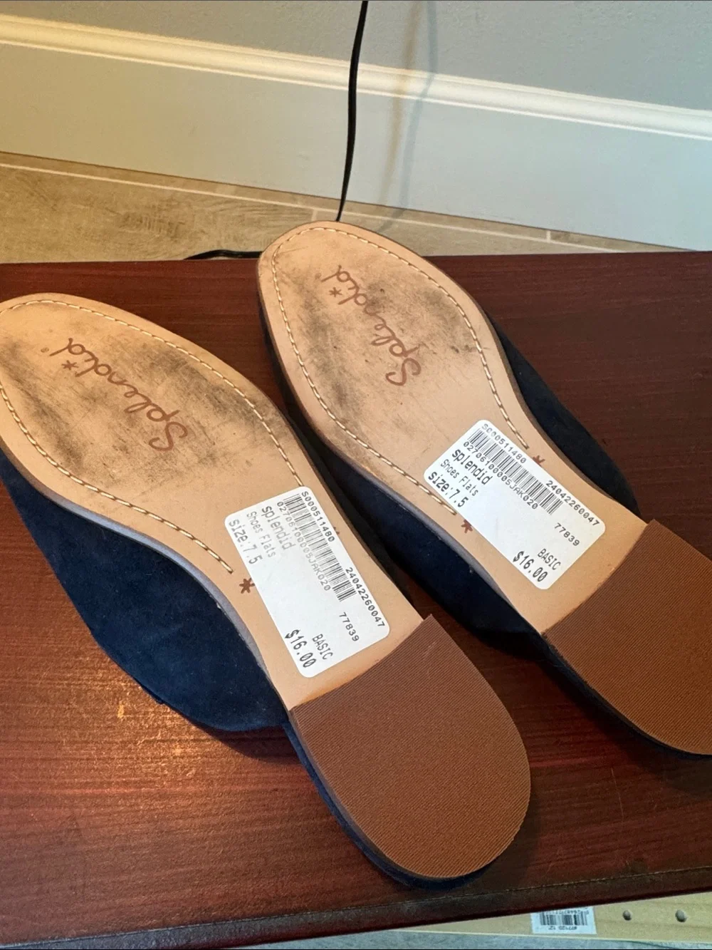 Women’s Navy Suede Slip-On Loafers with Bow Detail - Picture 4 of 4
